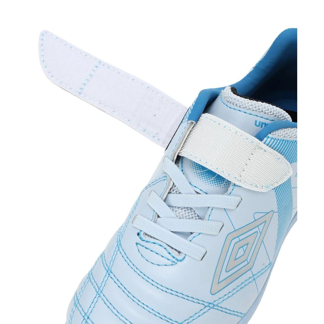 アンブロ アクセレイター SB JR WIDE +GAINA ジュニア サッカー トレーニングシューズ ワイド 幅広 ベルクロ ホワイト ブルー UMBRO 天然芝 人工芝 土対応 uf6fcst4jb