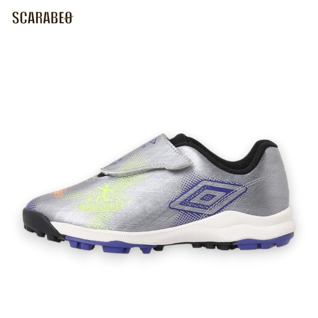 アンブロ はじめてサッカーシューズ NEO 2 ジュニア サッカー トレーニングシューズ ワイド ベルクロ シルバー ブルー イエロー UMBRO 天然芝 人工芝 土対応 uf6fcst6j