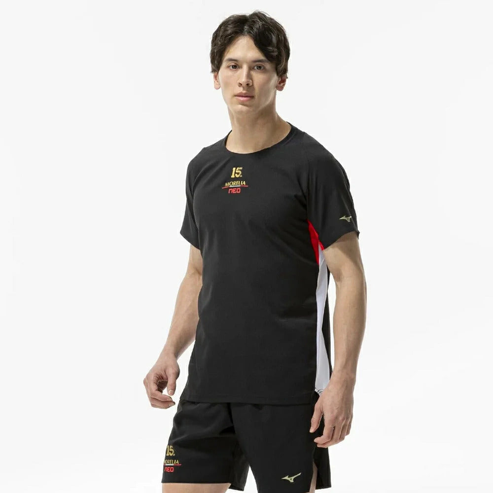 ミズノ モレリアネオ UL ゲームシャツ MORELIA NEO 15周年 限定 サッカー フットボール 半袖 シャツ 軽量 トレーニング ウェア MIZUNO ホワイト ブラック p2mad501