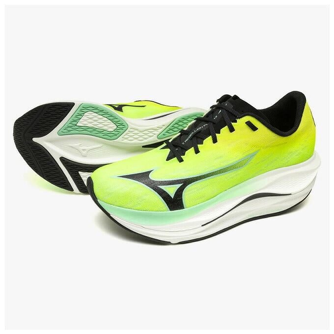 ミズノ WAVE REBELLION FLASH 3 ウエーブリベリオンフラッシュ3 J1GC2536 ランニングシューズ レーシングシューズ マラソン サブ3.5 駅伝 メンズ レディース 2E MIZUNO イエロー ブラック j1gc253634