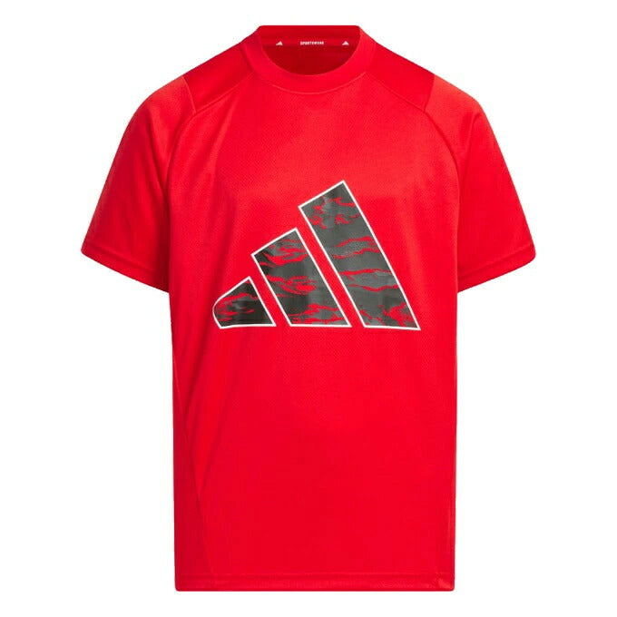 アディダスadidasキッズエッセンシャルズ3バーカモ柄半袖TシャツKCE63ジュニア子供AEROREADY吸汗速乾スポーツウェアサッカートレーニングkce63