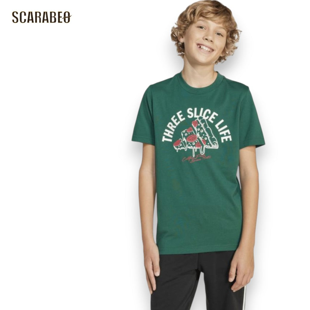 アディダスadidasラウンジピザグラフィック半袖TシャツKRM29ジュニアキッズ子供綿100％JI6676JI6678カジュアルスポーツウェアkrm29