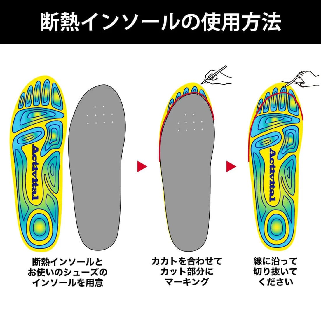アクティバイタルActivital断熱インソールアルミプラス中敷き熱対策夏用スポーツサッカー野球グラウンド足裏保護SMLgra1004