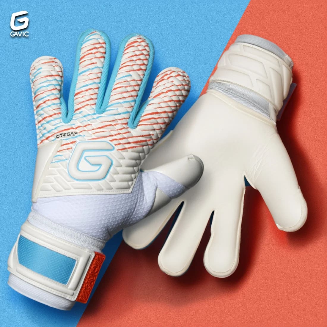 ガビックGAViCマトゥーフラットプロGKグローブキーパーグローブサッカーフラットカット高グリップホワイトブルーオレンジgc3028-whds
