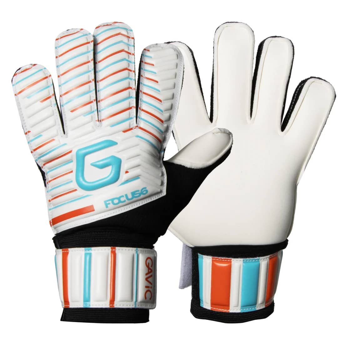 ガビックGAViCフォーカス6ジュニアGKグローブキーパーグローブサッカーフラットカット試合練習ホワイトブルーオレンジgc3218-whdsk