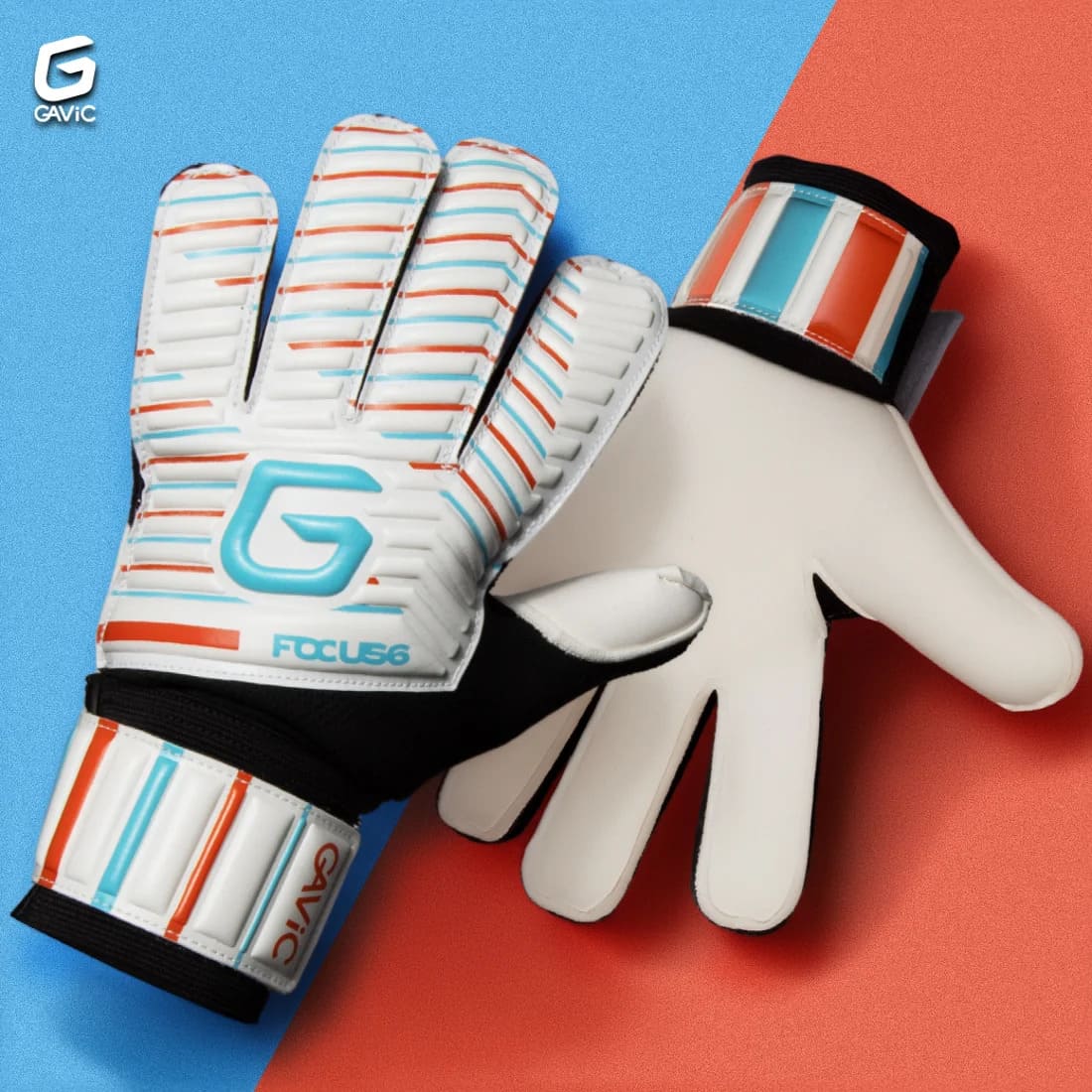 ガビックGAViCフォーカス6ジュニアGKグローブキーパーグローブサッカーフラットカット試合練習ホワイトブルーオレンジgc3218-whdsk