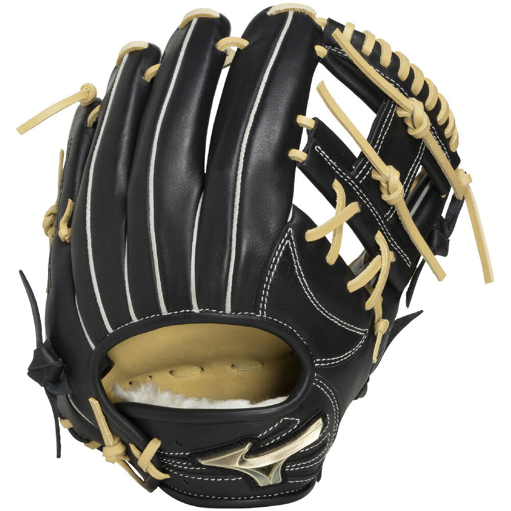 ミズノMIZUNOグローバルエリートSELECT軟式グローブ内野手用サイズ9軟式グラブクレストハイドブラックブロンド野球1ajgr35403