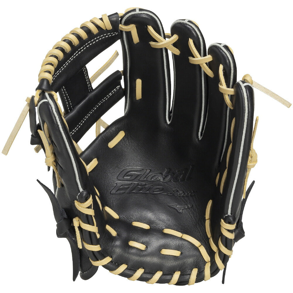 ミズノMIZUNOグローバルエリートSELECT軟式グローブ内野手用サイズ9軟式グラブクレストハイドブラックブロンド野球1ajgr35403