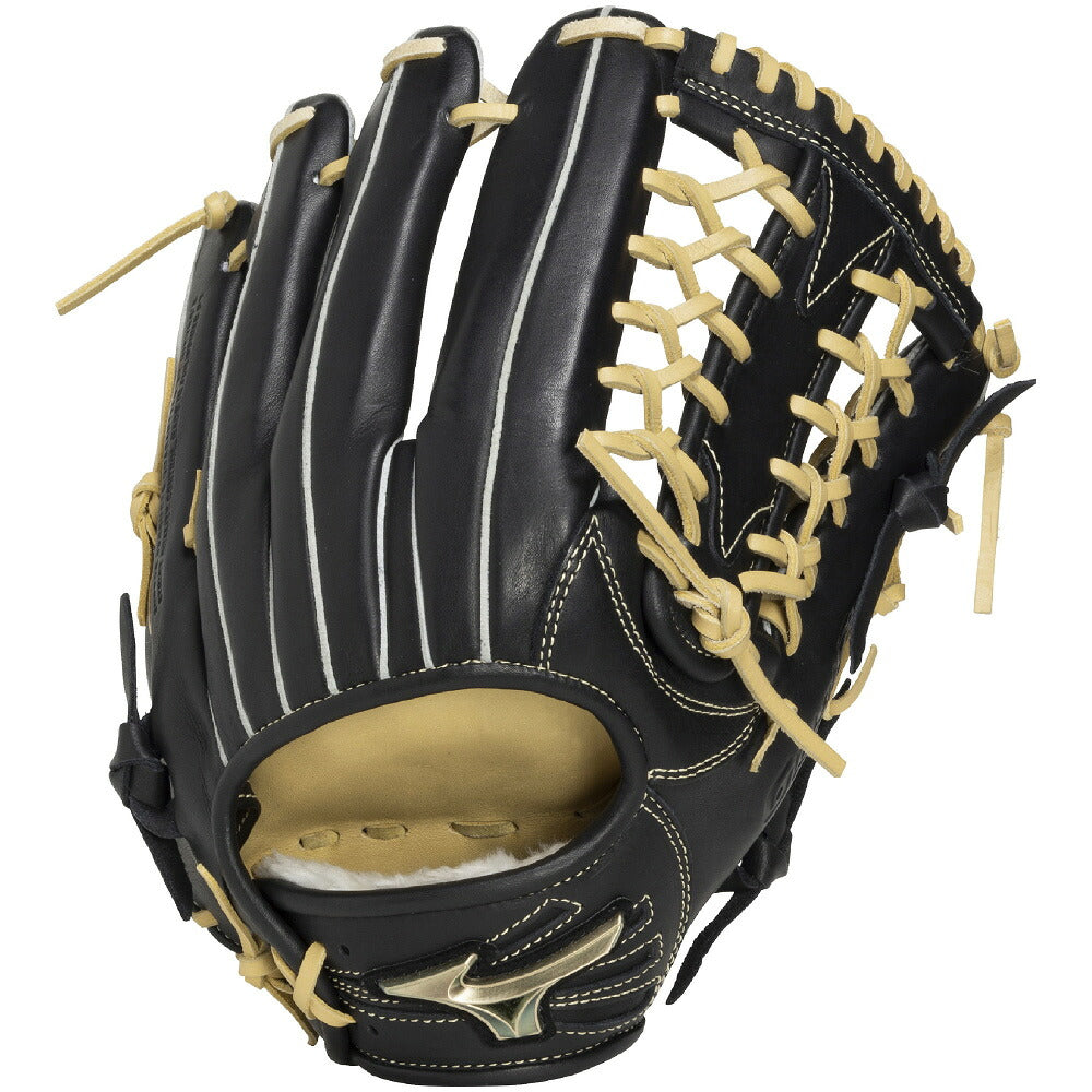 ミズノMIZUNOグローバルエリートSELECT軟式グローブ外野手用サイズ16N軟式グラブクレストハイドブラックブロンド野球1ajgr35407