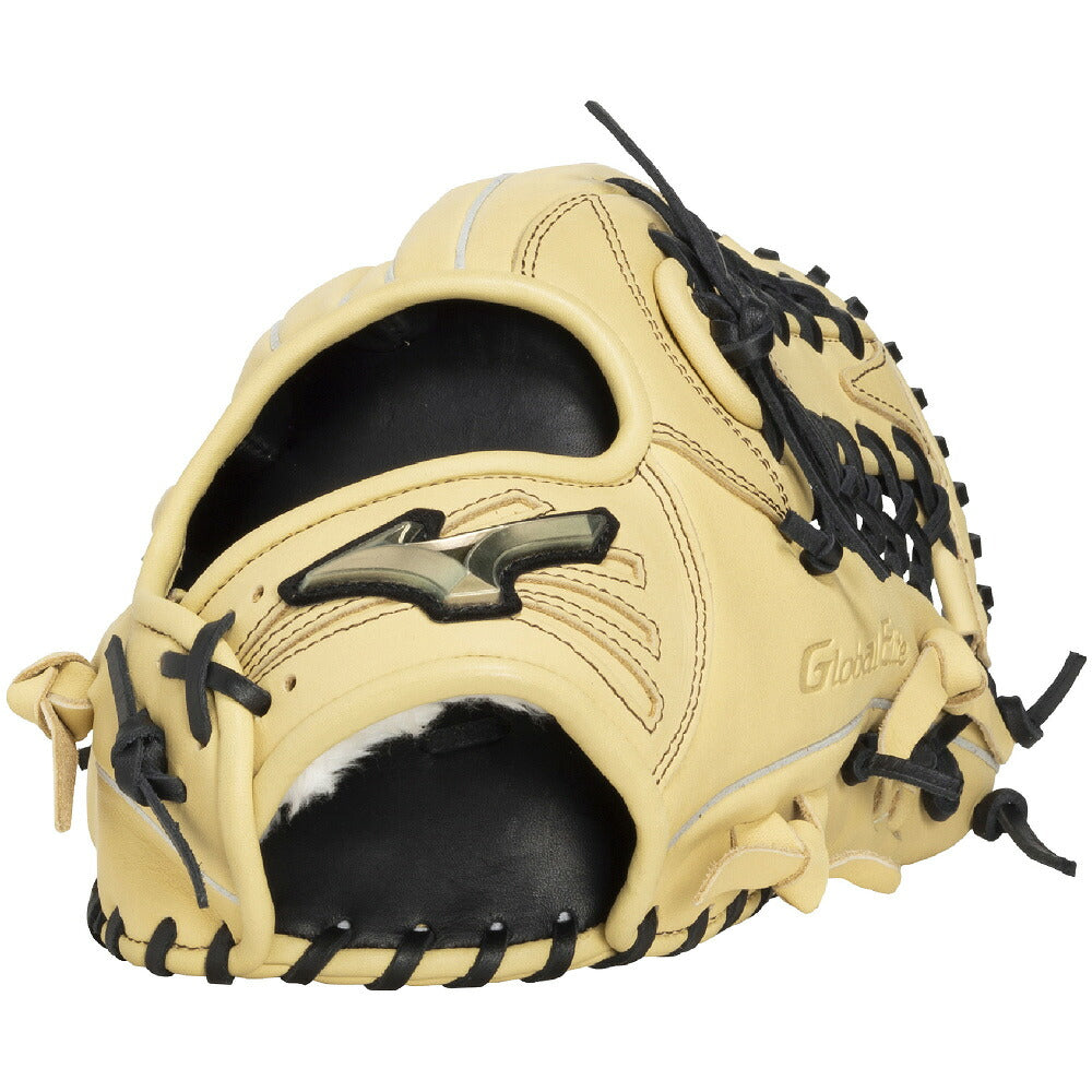 ミズノMIZUNOグローバルエリートSELECT軟式グローブ外野手用サイズ16N軟式グラブクレストハイドブラックブロンド野球1ajgr35407