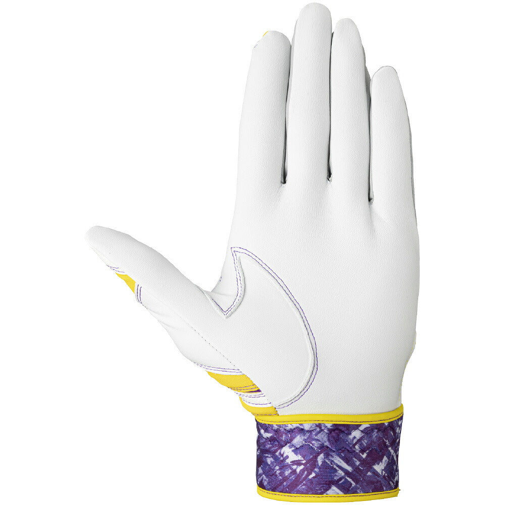 ミズノMIZUNOミズノプロシリコンパワーアークDIバッティンググローブ両手用野球バッティング手袋羊革イエローパープル1ejea57645