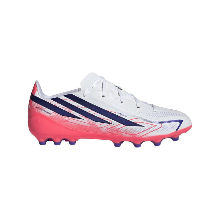 アディダスadidasジュニアサッカースパイクF50HYPERFASTLEAGUEAGJKK1396人工芝用子供キッズホワイトパープル軽量サッカーシューズkk1396