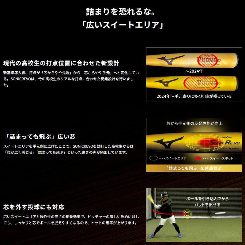 ミズノMIZUNO硬式金属バットグローバルエリートソニックレボSONICREVO83cm84cm900g以上ミドルバランス縦研磨新基準高校野球対応1CJMHA0150レモンゴールド1cjmha01-50