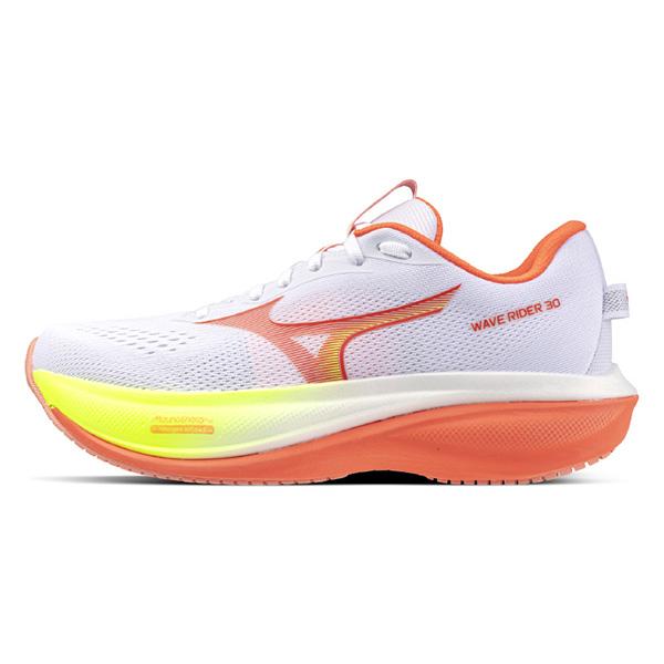 ミズノMIZUNOレディースランニングシューズウエーブライダー30WAVERIDER30J1GW2620712Eホワイトコーラルイエロージョギングマラソンj1gw262071