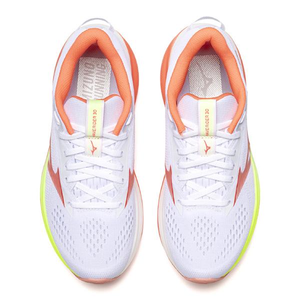 ミズノMIZUNOレディースランニングシューズウエーブライダー30WAVERIDER30J1GW2620712Eホワイトコーラルイエロージョギングマラソンj1gw262071