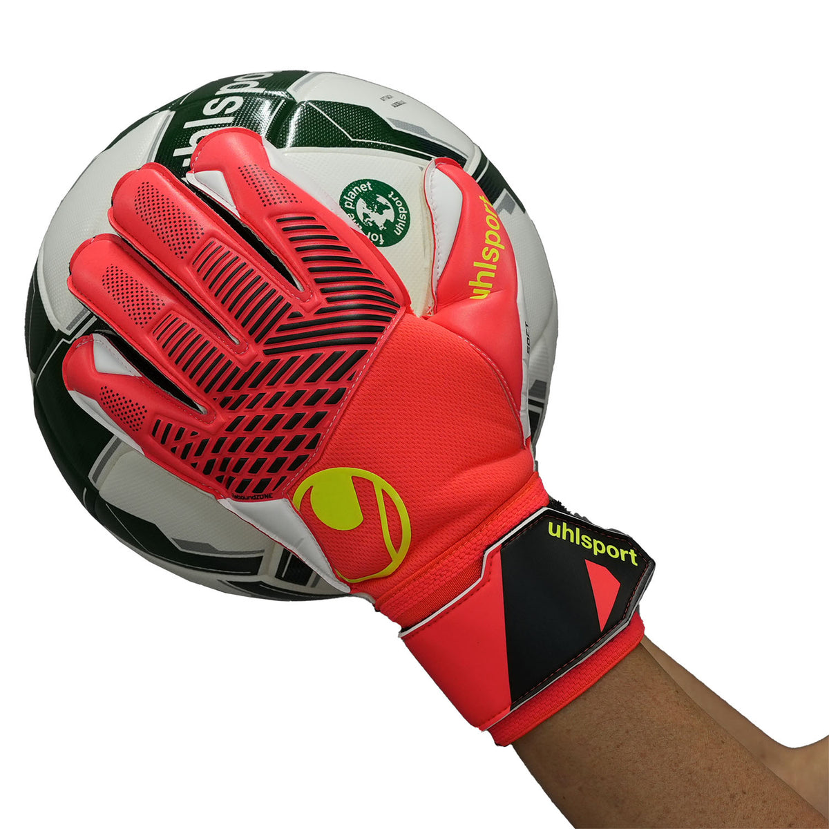 ウールシュポルトuhlsportファングマシーネZNEソフトプロゴールキーパーグローブGKグローブサッカーフローレッドホワイトイエロー1011422