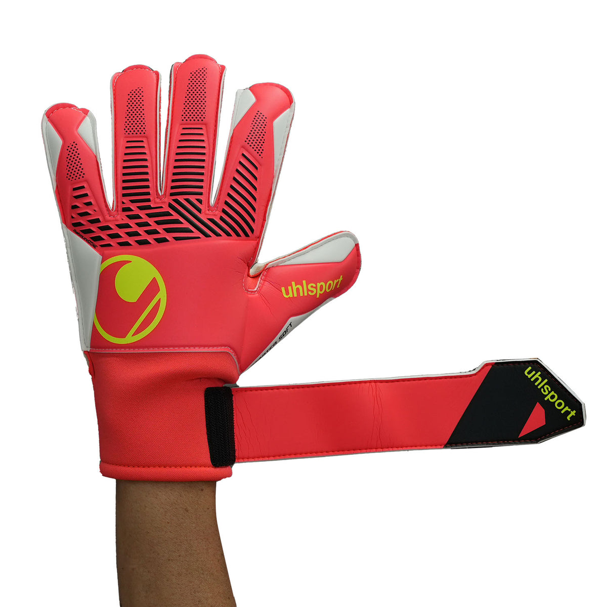 ウールシュポルトuhlsportファングマシーネZNEソフトプロゴールキーパーグローブGKグローブサッカーフローレッドホワイトイエロー1011422