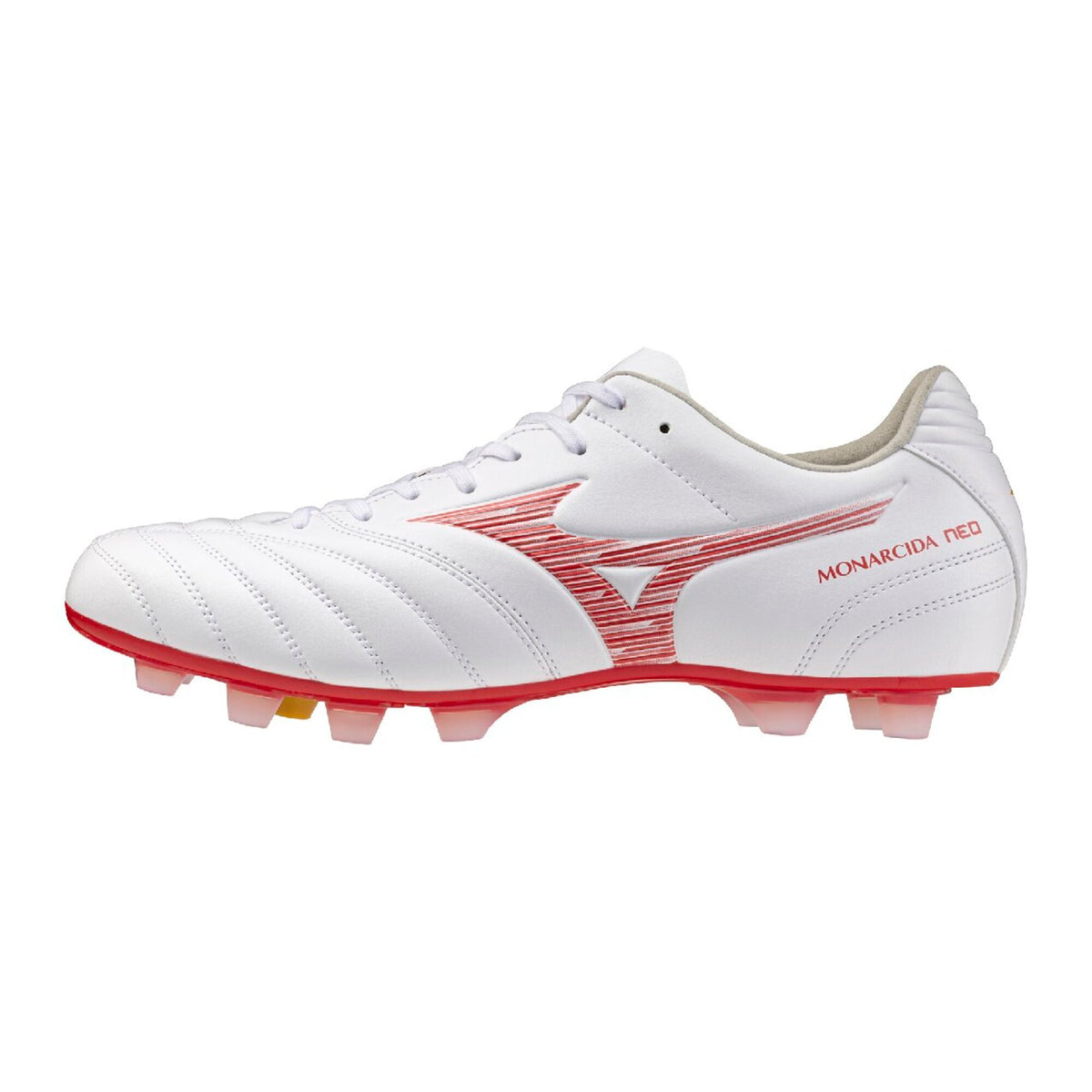 【9月18日発売開始｜予約受付中】ミズノMIZUNOモナルシーダNEO3WIDEPROサッカースパイクマイクロファイバー人工皮革幅広3E軽量ホワイトレッド天然芝土人工芝モレリアp1ga262360