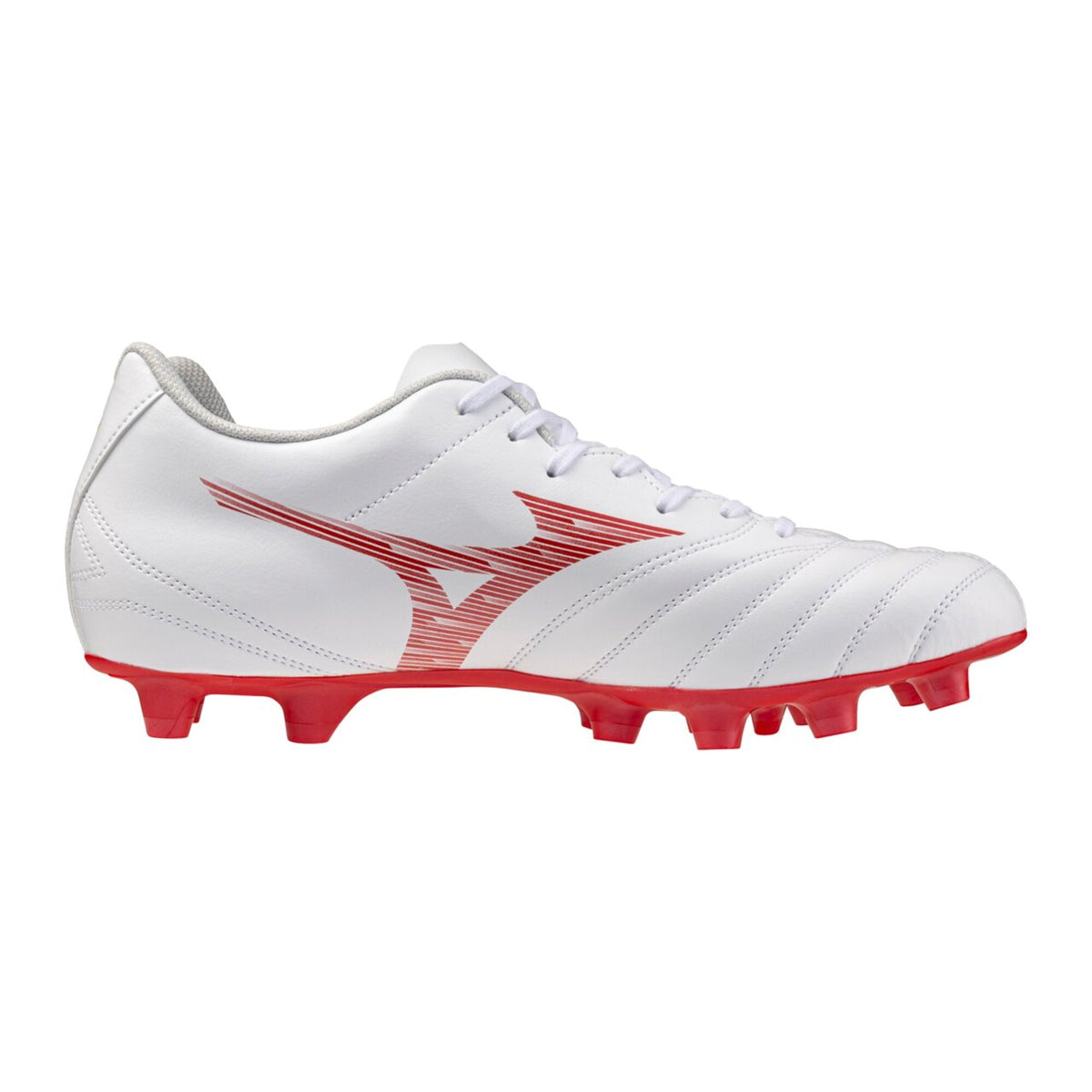 【9月18日発売開始｜予約受付中】ミズノMIZUNOモナルシーダNEO3SELECTサッカースパイク幅広3Eワイド人工皮革軽量ホワイトレッド天然芝土人工芝エントリーモデルp1ga262560