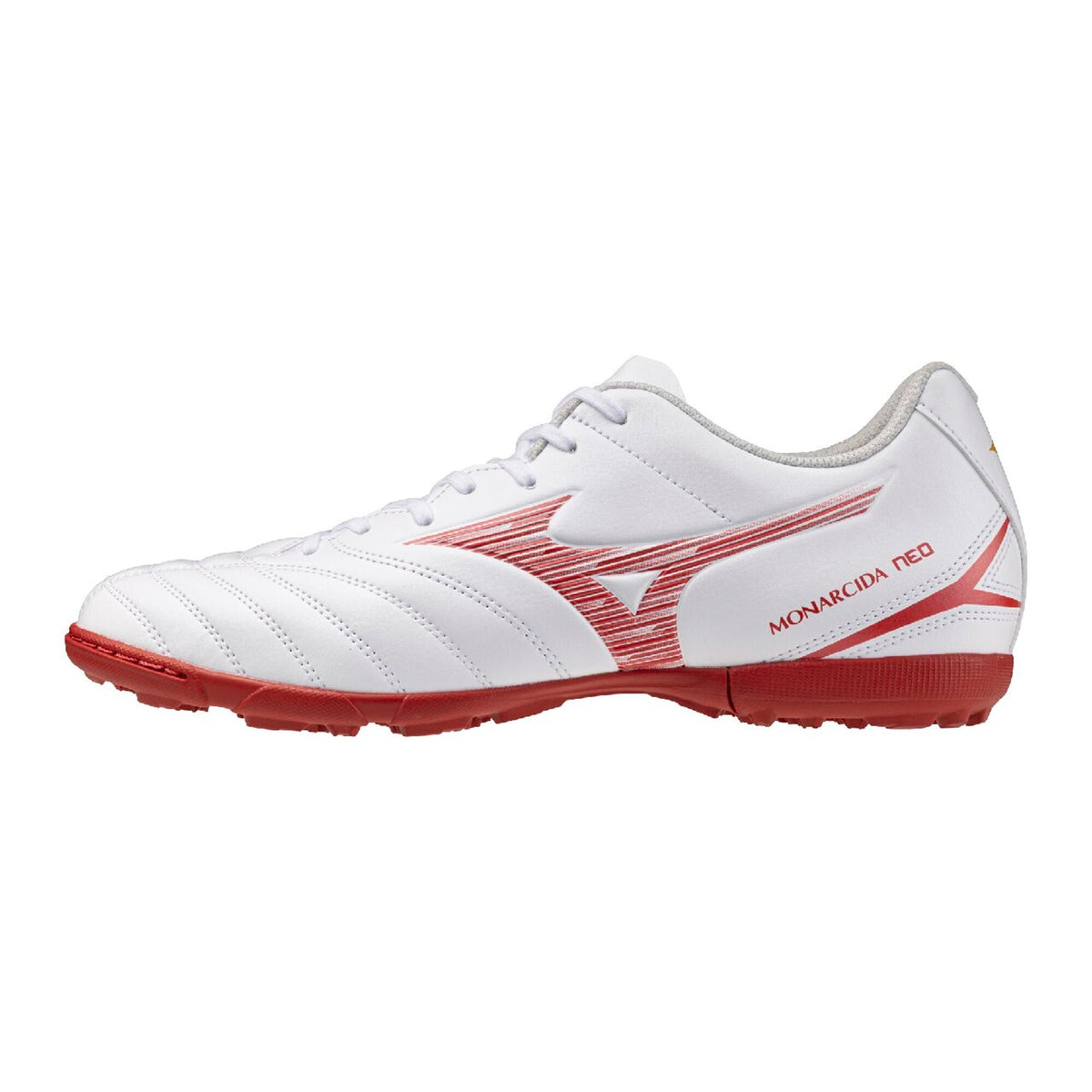 【9月18日発売開始｜予約受付中】ミズノMIZUNOモナルシーダNEO3SELECTASサッカートレーニングシューズターフワイド3E人工皮革軽量ホワイトレッドエントリーモデルp1gd262560