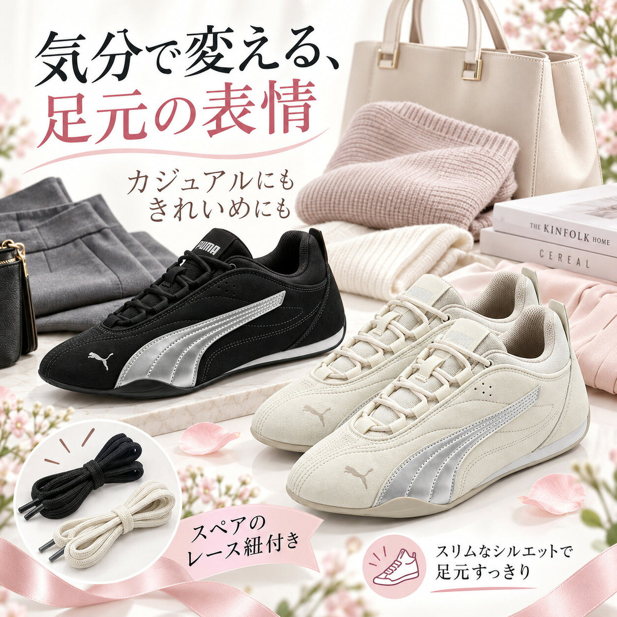 プーマPUMAレディースキャッチソレイユLCSスニーカーブラック黒薄底ローカットレースアップカジュアルシューズ靴23cm24cm25cm408873