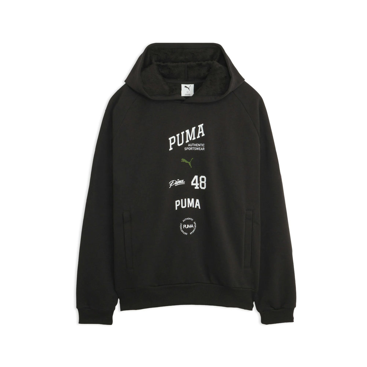 プーマPUMAESSエレベーテッドミックスロゴフーディメンズスウェットパーカー裏起毛吸水速乾UVカットオーバーサイズブラックグレーブラウン638544