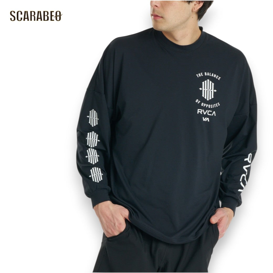 RVCAルーカKHIコラボ長袖Tシャツメンズ萩原京平ロンTストレッチ袖ロゴバックプリントスポーツストリートKHIxRVCALTシャツBG042060ホワイトブラックbg042060