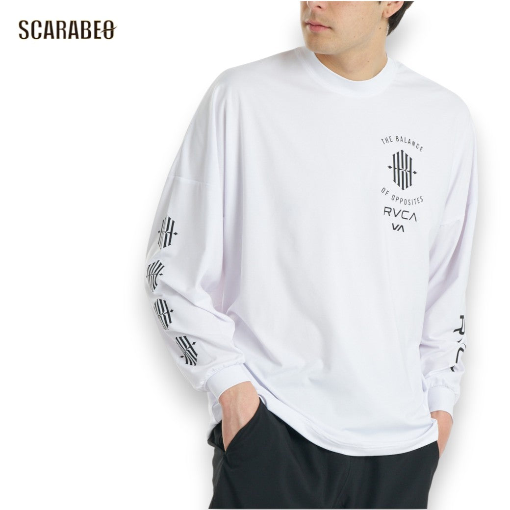 RVCAルーカKHIコラボ長袖Tシャツメンズ萩原京平ロンTストレッチ袖ロゴバックプリントスポーツストリートKHIxRVCALTシャツBG042060ホワイトブラックbg042060