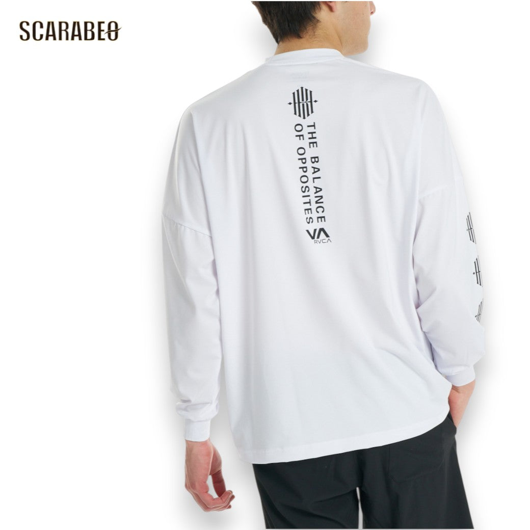 RVCAルーカKHIコラボ長袖Tシャツメンズ萩原京平ロンTストレッチ袖ロゴバックプリントスポーツストリートKHIxRVCALTシャツBG042060ホワイトブラックbg042060
