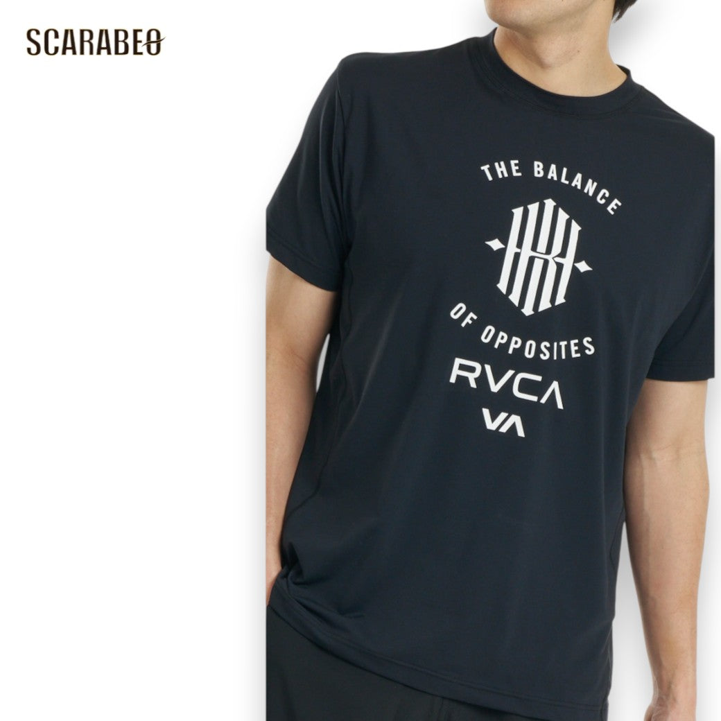 RVCAルーカKHIコラボ半袖Tシャツメンズ萩原京平ストレッチロゴTシャツスポーツトレーニングストリートKHIxRVCAVENTSTシャツBG042200ブラックホワイトbg042200