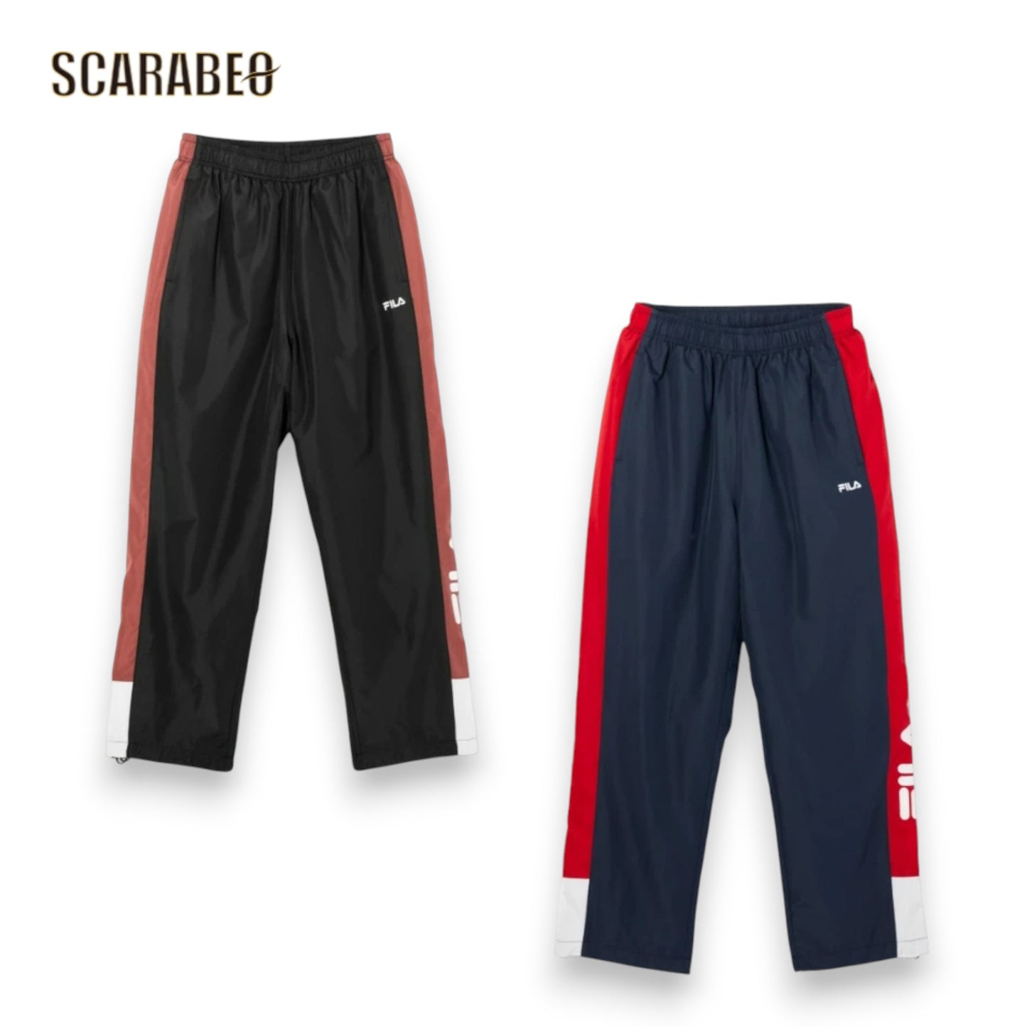 フィラ ウインドブレーカーパンツ レディース 裏起毛 トリコット 防風 FILA ウィンドパンツ FW25FP073 ブラック ピンク ネイビー レッド