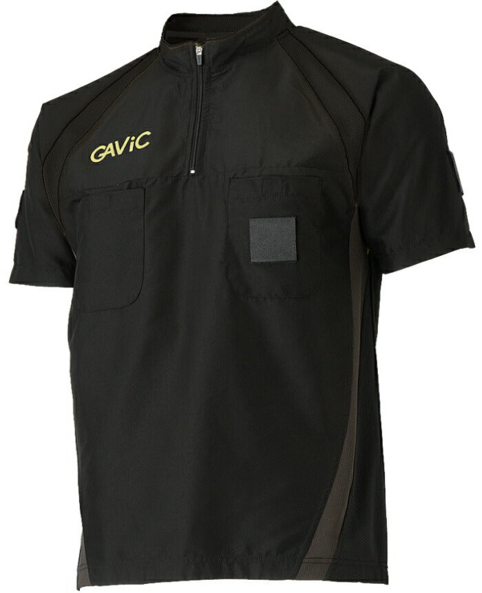 【ガビック GAVIC】 サッカー 審判 半袖 レフリーシャツ ブラック 金ロゴ GA8196 フットサル ユニセックス