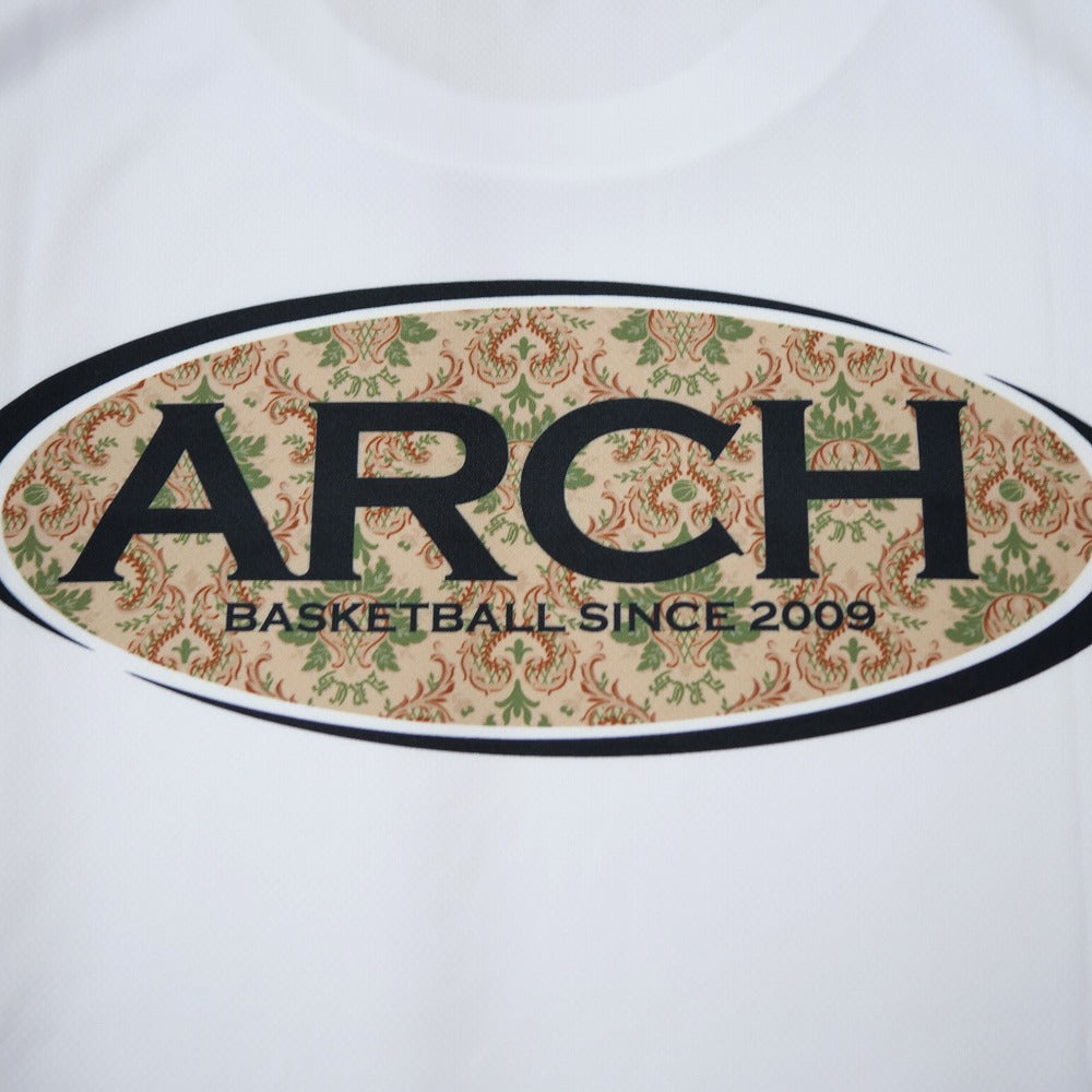 【 Arch アーチ 】 バスケットウェア Tシャツ damask oval tee [DRY] ( ホワイト ) 半袖 バスケットシャツ ショートスリーブ T122-146 バスケ