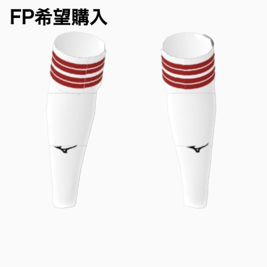 FPカーフソックス　P2JXAA1300（白×赤）